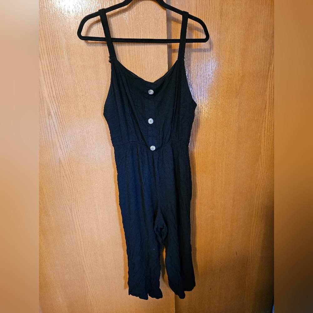 Black gauze cropped jumpsuit